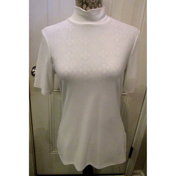 Frank Lyman Montreal Top NWT Off White Short Sleeve Mock Neck Womens Size 8 - Picture 1 of 8